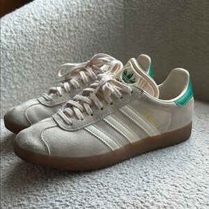 Adidas Gazelle Cream Sneakers with Green Details